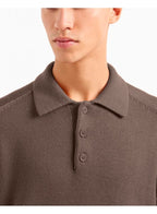 Armani Exchange Knit Polo Maglia Brown Marl