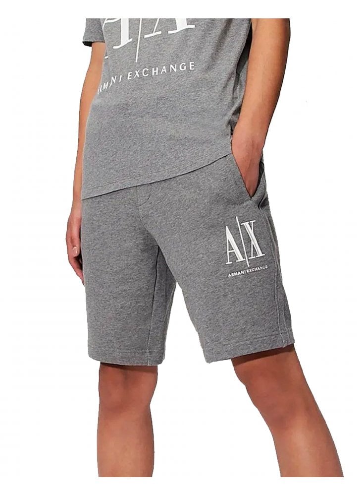 Armani Exchange Man Jersey Bermuda Sweatpants Heather Grey