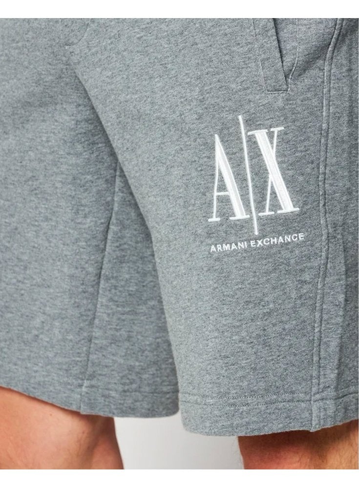 Armani Exchange Man Jersey Bermuda Sweatpants Heather Grey