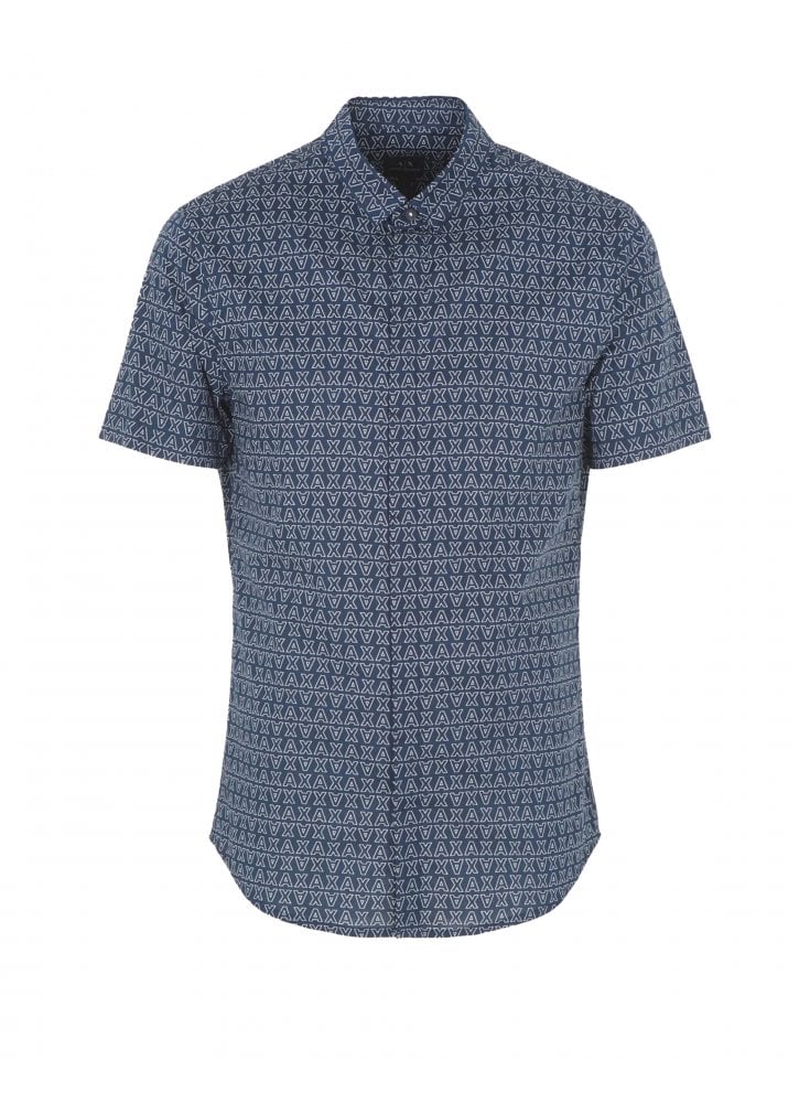 Armani Exchange Man Woven Shirt Navy
