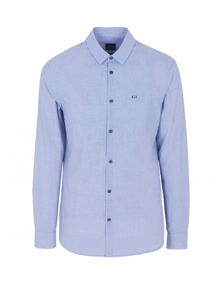 Armani Exchange Man Woven Shirt White Pied De Poule