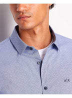 Armani Exchange Man Woven Shirt White Pied De Poule