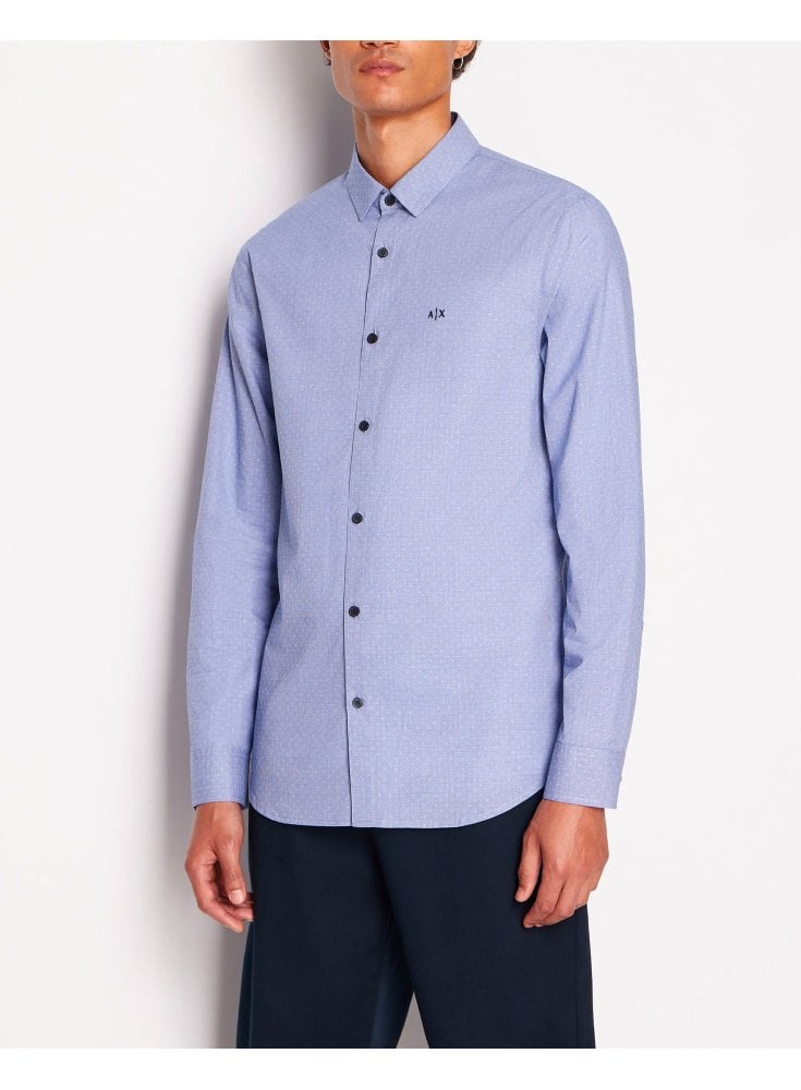 Armani Exchange Man Woven Shirt White Pied De Poule