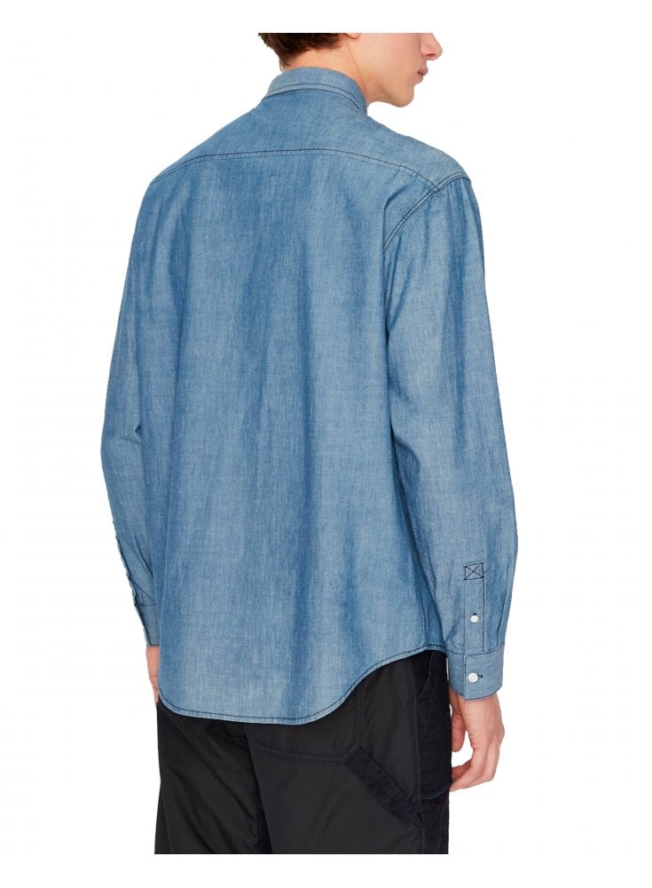 Armani Exchange Men's Chambray Denim Shirt Indigo Denim