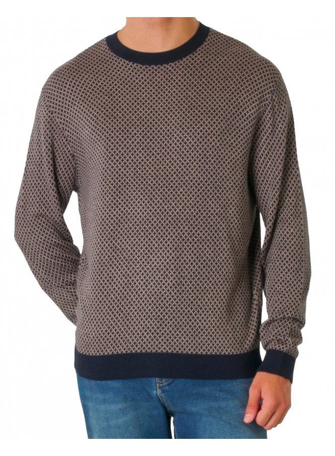 Armani Exchange Pullover Navy Cross Check Brown / Navy