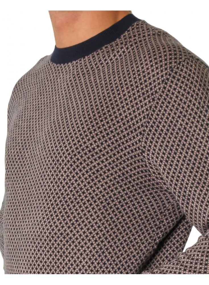 Armani Exchange Pullover Navy Cross Check Brown / Navy