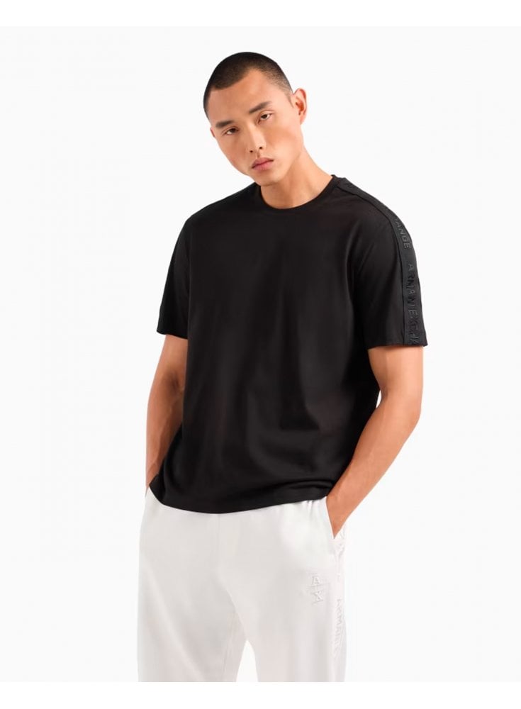 Armani Exchange Regular Fit Heavy Cotton T-Shirt With ASV Logo Bands Black