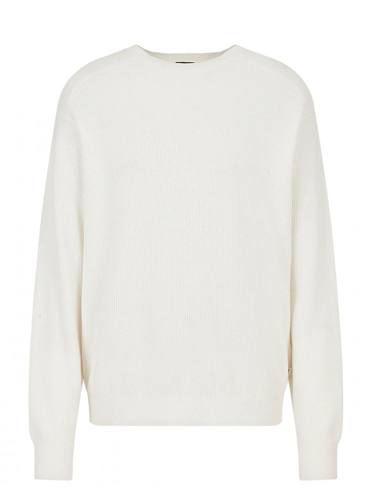 Armani Exchange Ribbed Knitted Pullover Off White