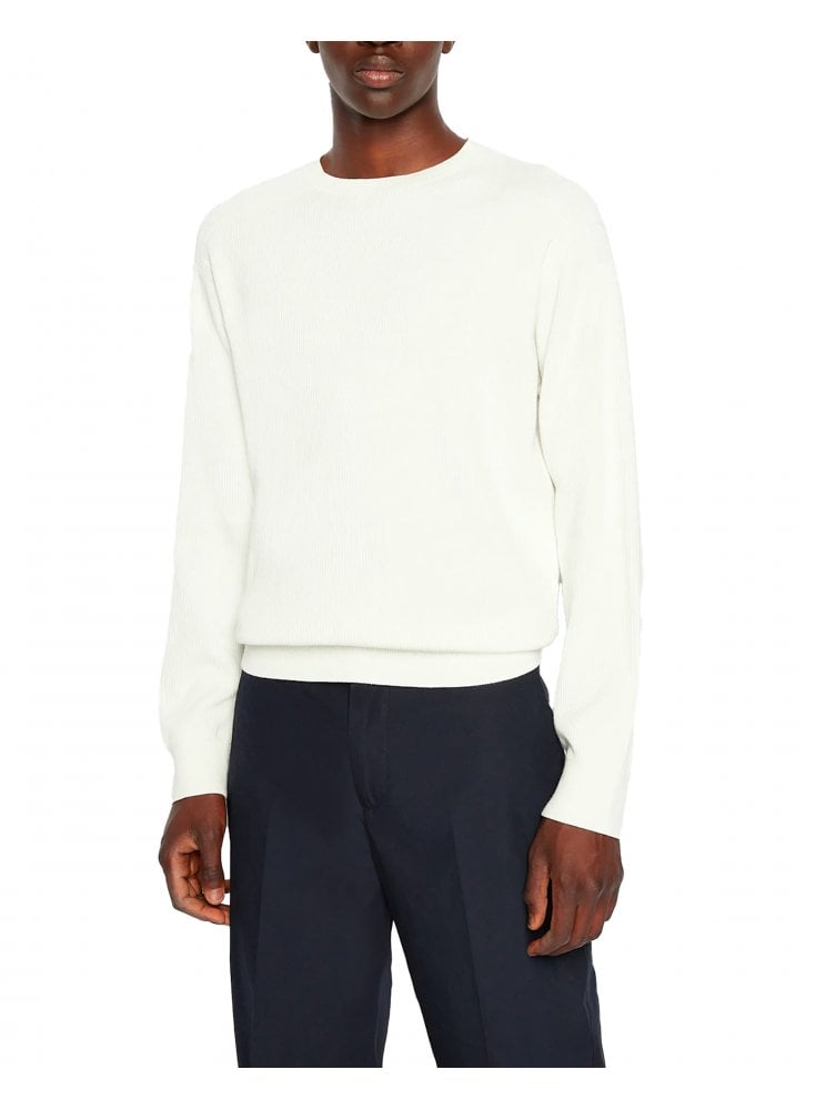Armani Exchange Ribbed Knitted Pullover Off White