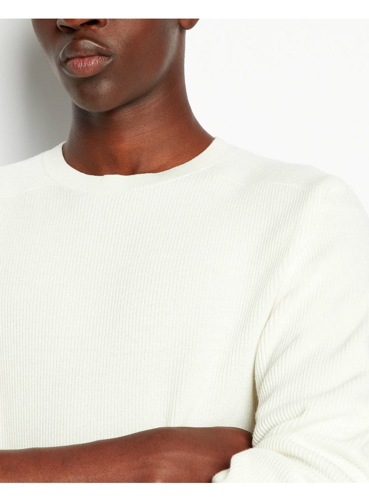 Armani Exchange Ribbed Knitted Pullover Off White