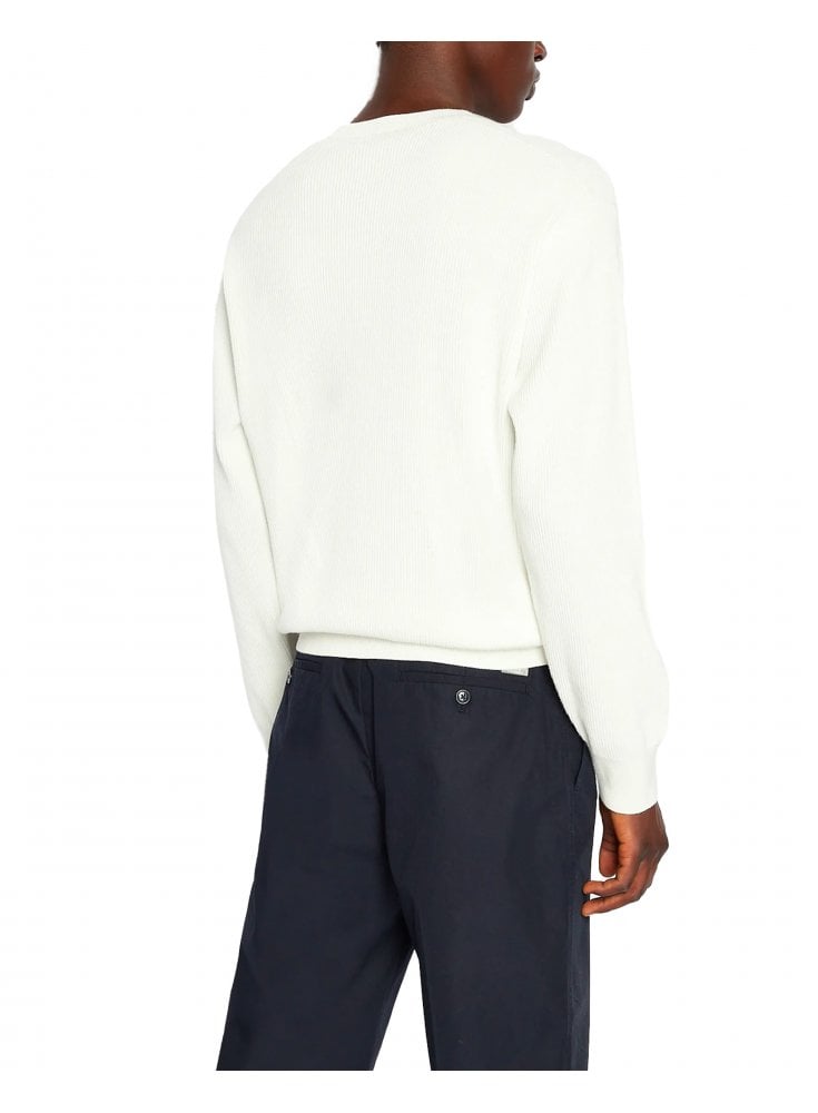 Armani Exchange Ribbed Knitted Pullover Off White