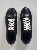 Front Boston Cupsole Leather Trainer Shoe Black
