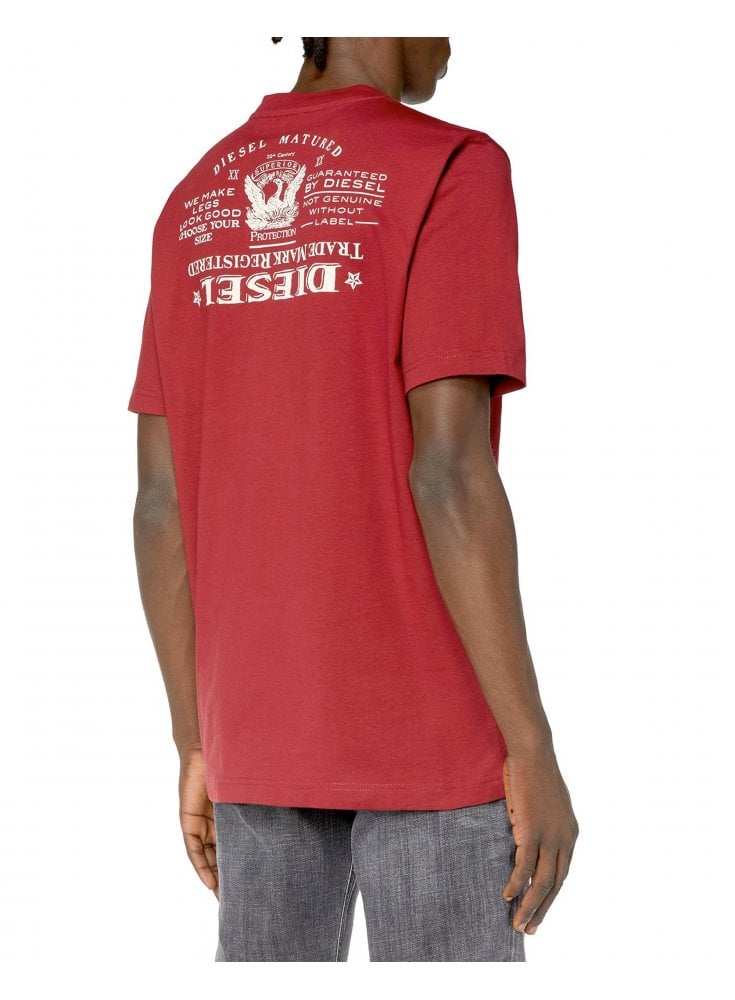 Diesel Mens T-Just T Shirt Deep Red