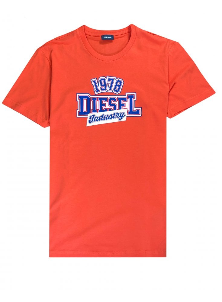 Diesel Mens T Diegos T Shirt 1978 Print Orange