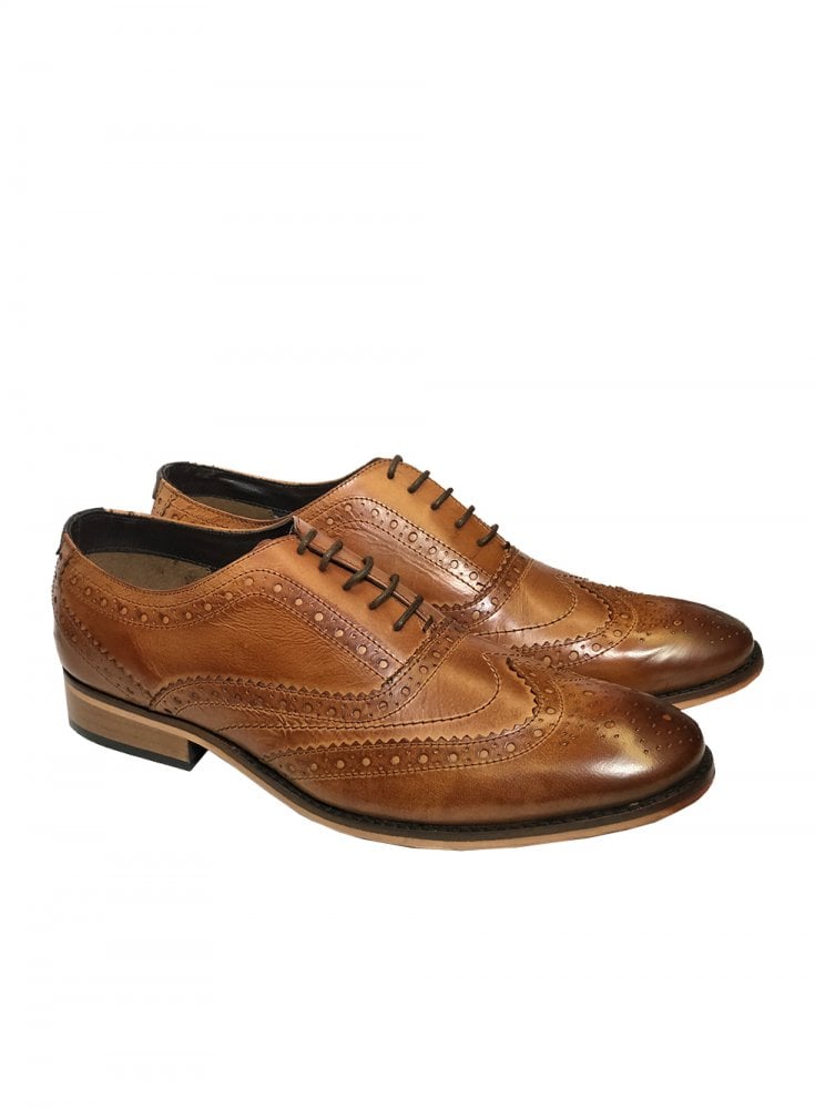 Front Diego Mens Brogue Tan Shoe