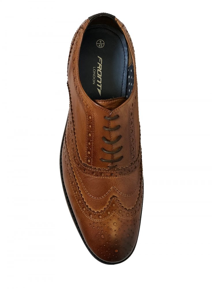 Front Diego Mens Brogue Tan Shoe