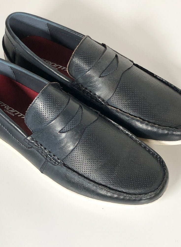 Front Hamilton Mens Soft Driver Slip on Navy