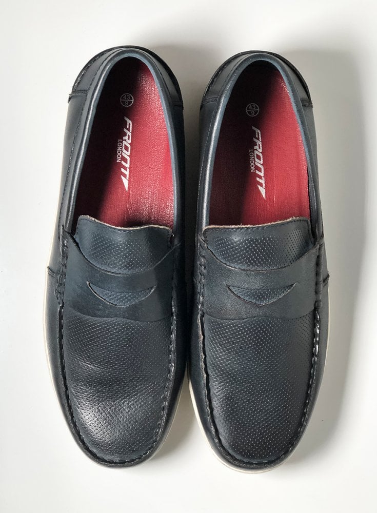 Front Hamilton Mens Soft Driver Slip on Navy