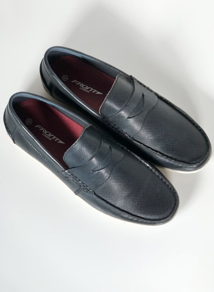 Front Hamilton Mens Soft Driver Slip on Navy