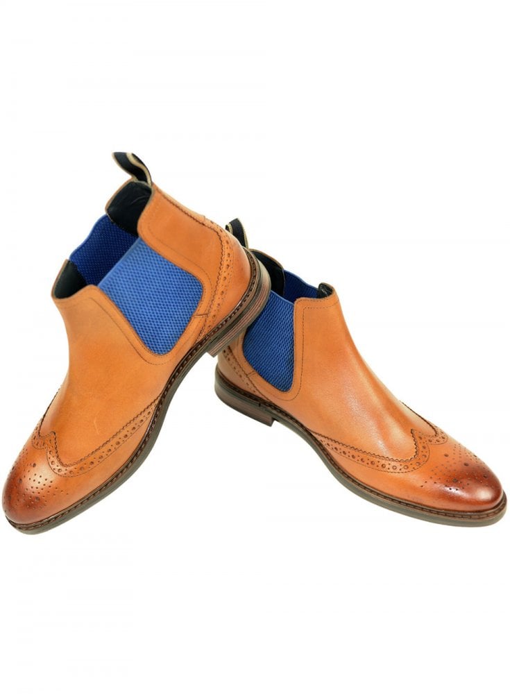 Front Henderson Brogue Chelsea Boot Tan