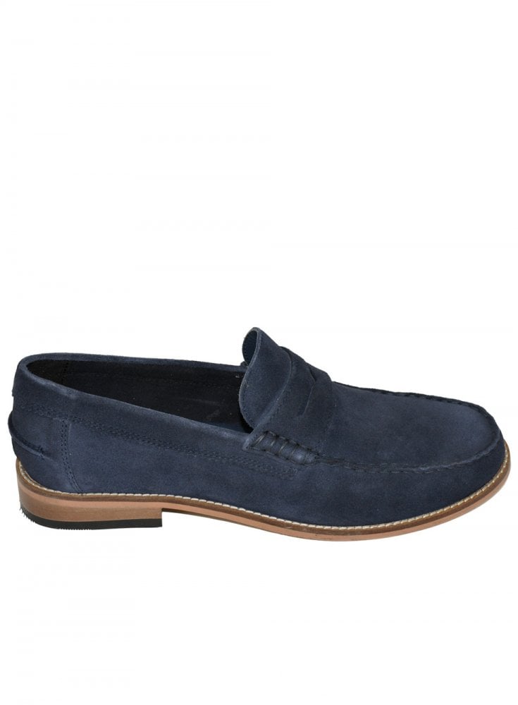 Front Jones Mens Suede Leather Loafer Navy