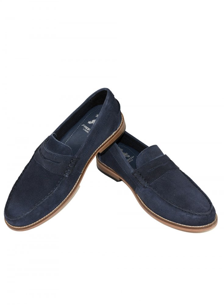 Front Jones Mens Suede Leather Loafer Navy