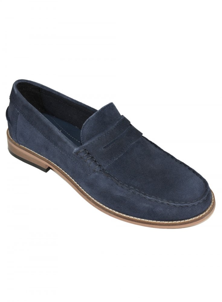 Front Jones Mens Suede Leather Loafer Navy