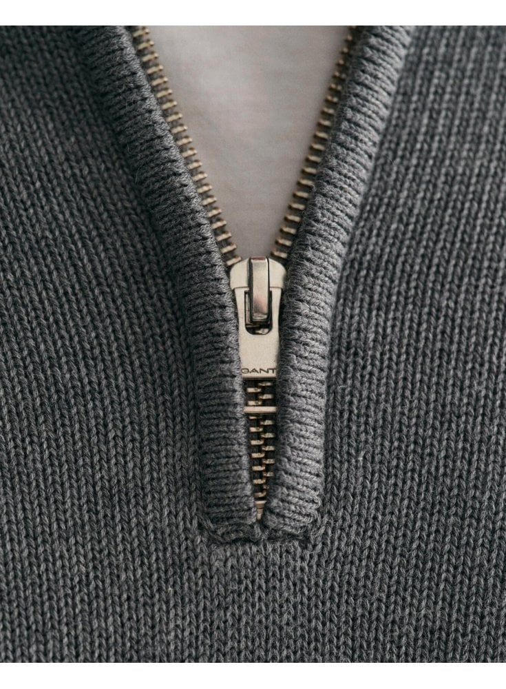 Gant Casual Cotton Half Zip Dark Grey Melange