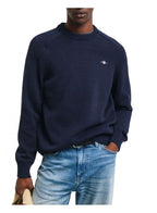 Gant Casual Cotton Saddle C Neck Jumper Evening Blue