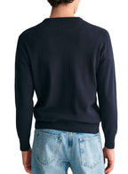 Gant Classic Cotton Crew Neck Knit Evening Blue