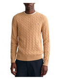 Gant Cotton Cable Crew Neck Khaki Melange