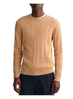 Gant Cotton Cable Crew Neck Khaki Melange