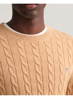 Gant Cotton Cable Crew Neck Khaki Melange