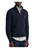 Gant Cotton Piquet Half Zip Evening Blue
