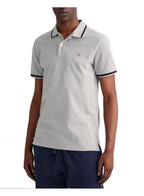 Gant Herringbone Tipping Pique Polo Shirt Grey Melange