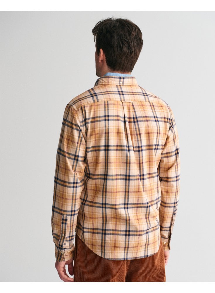 Gant Jaspe Flannel Plaid Shirt Caramel Beige
