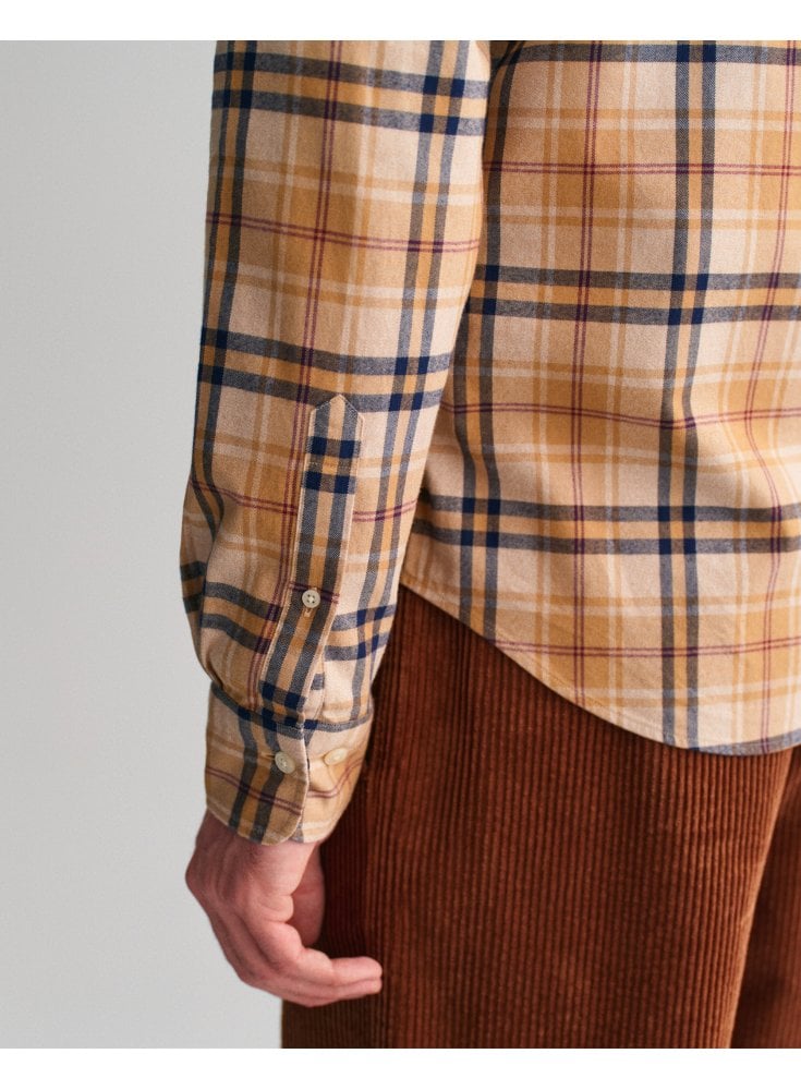 Gant Jaspe Flannel Plaid Shirt Caramel Beige