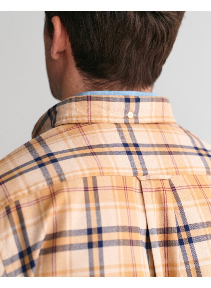 Gant Jaspe Flannel Plaid Shirt Caramel Beige