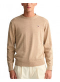 Gant Mens Classic Cotton Crew Neck Sweater Sand Melange