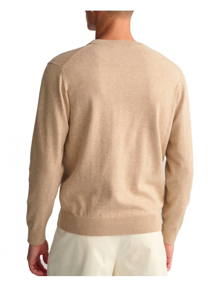 Gant Mens Classic Cotton Crew Neck Sweater Sand Melange