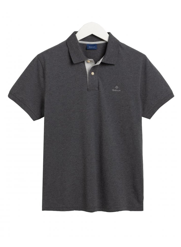 Gant Mens Polo Shirt Antracit Melange Grey