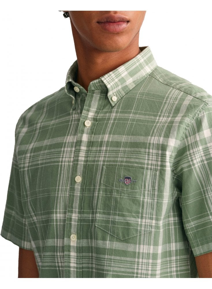Gant Mens Regular Cotton Check Shirt Kalamata Green