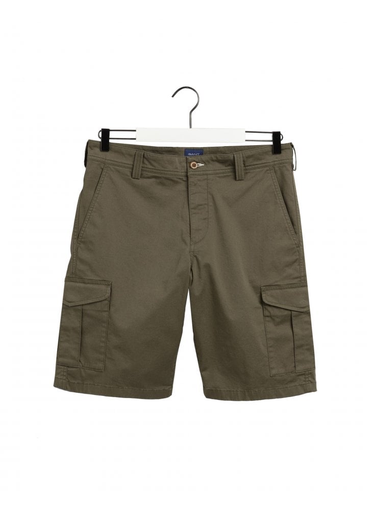Gant Mens Relaxed Twill Cargo Utility Shorts Dark Leaf