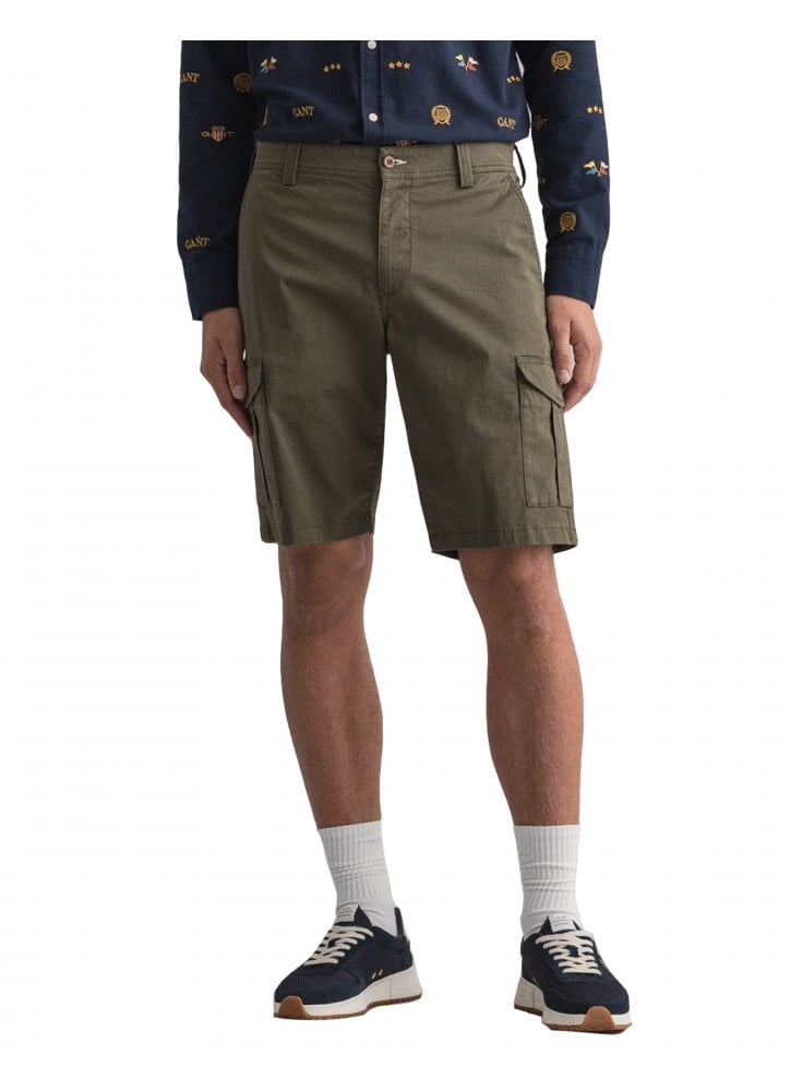 Gant Mens Relaxed Twill Cargo Utility Shorts Dark Leaf