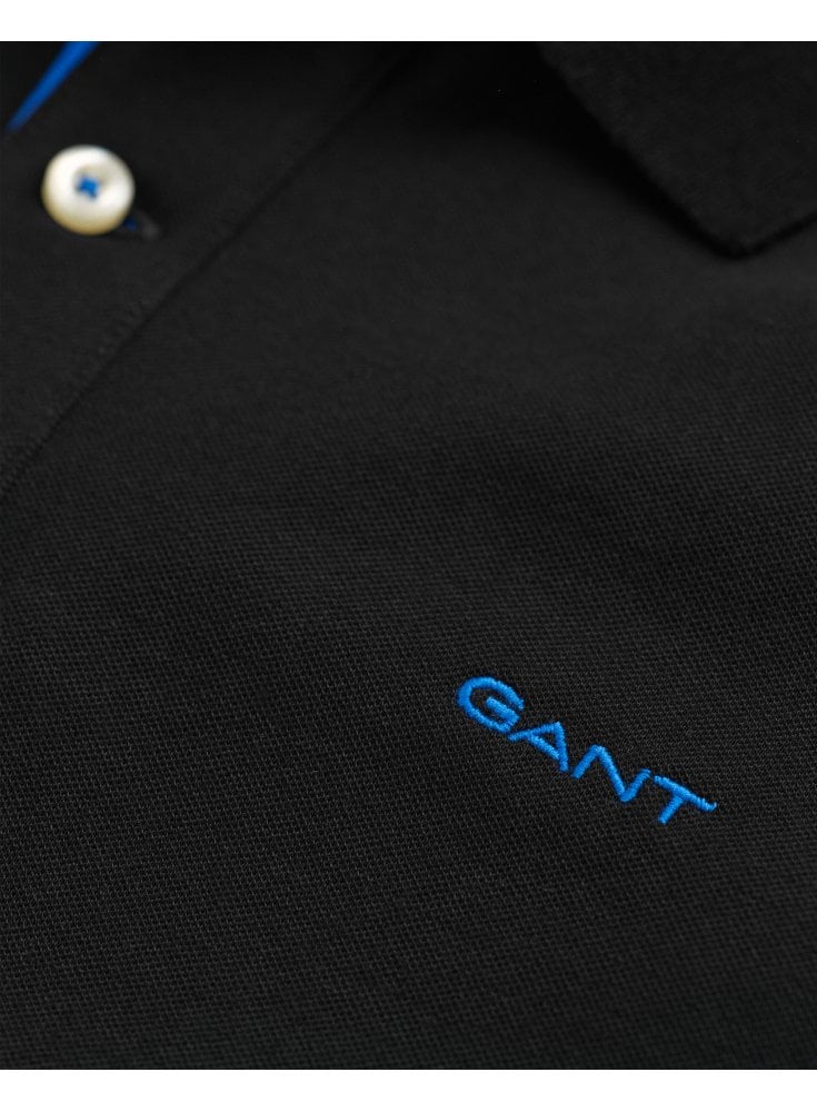 Gant Regular Pique Short Sleeve Rugger Polo Black