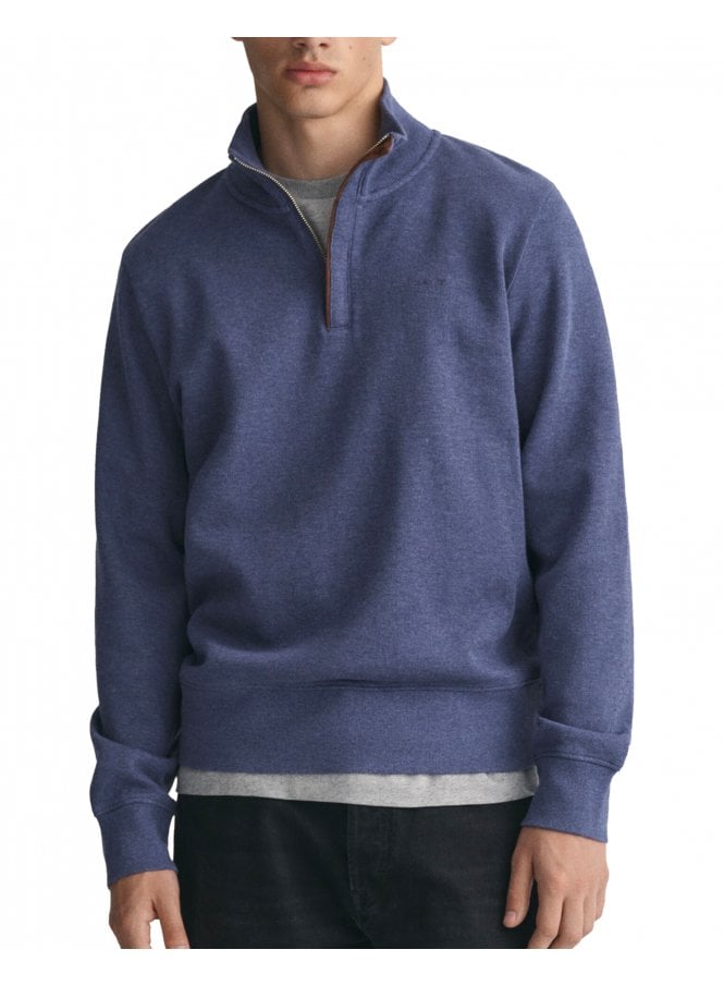 Gant Sacker Rib Half Zip Dark Jeans blue Melange