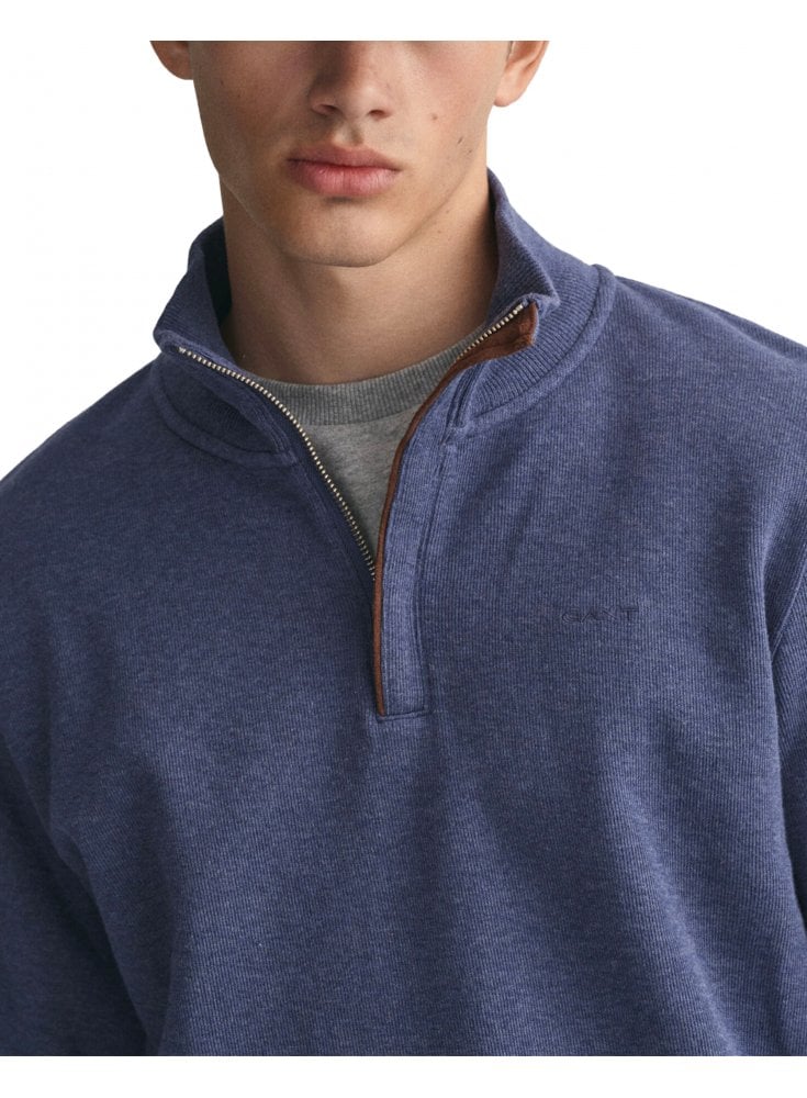 Gant Sacker Rib Half Zip Dark Jeans blue Melange
