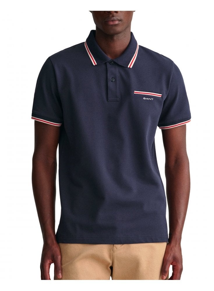 Gant tipping collar polo shirt EVENING BLUE