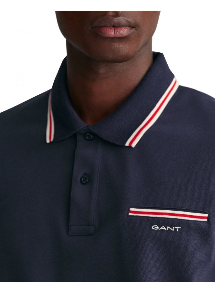 Gant tipping collar polo shirt EVENING BLUE