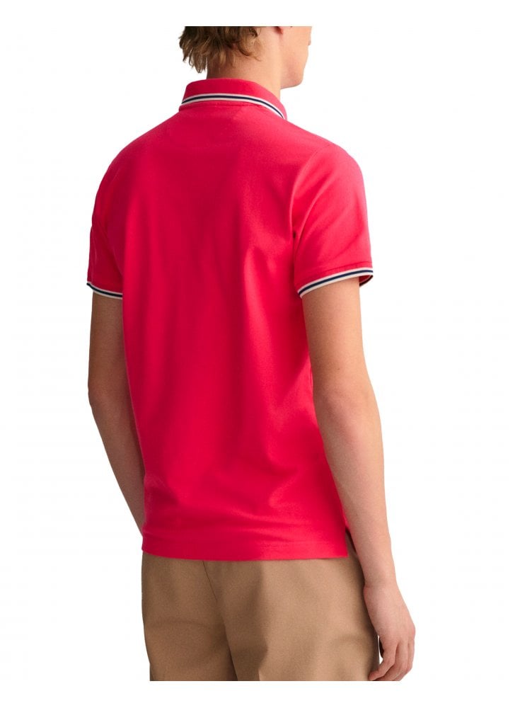 Gant Tipping Collar Polo Shirt Magenta Pink